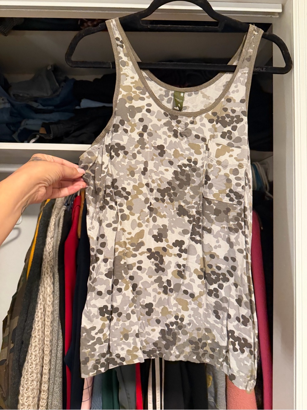 G-Star Women Olive and Taupe Camo Tank with Chest Pocket